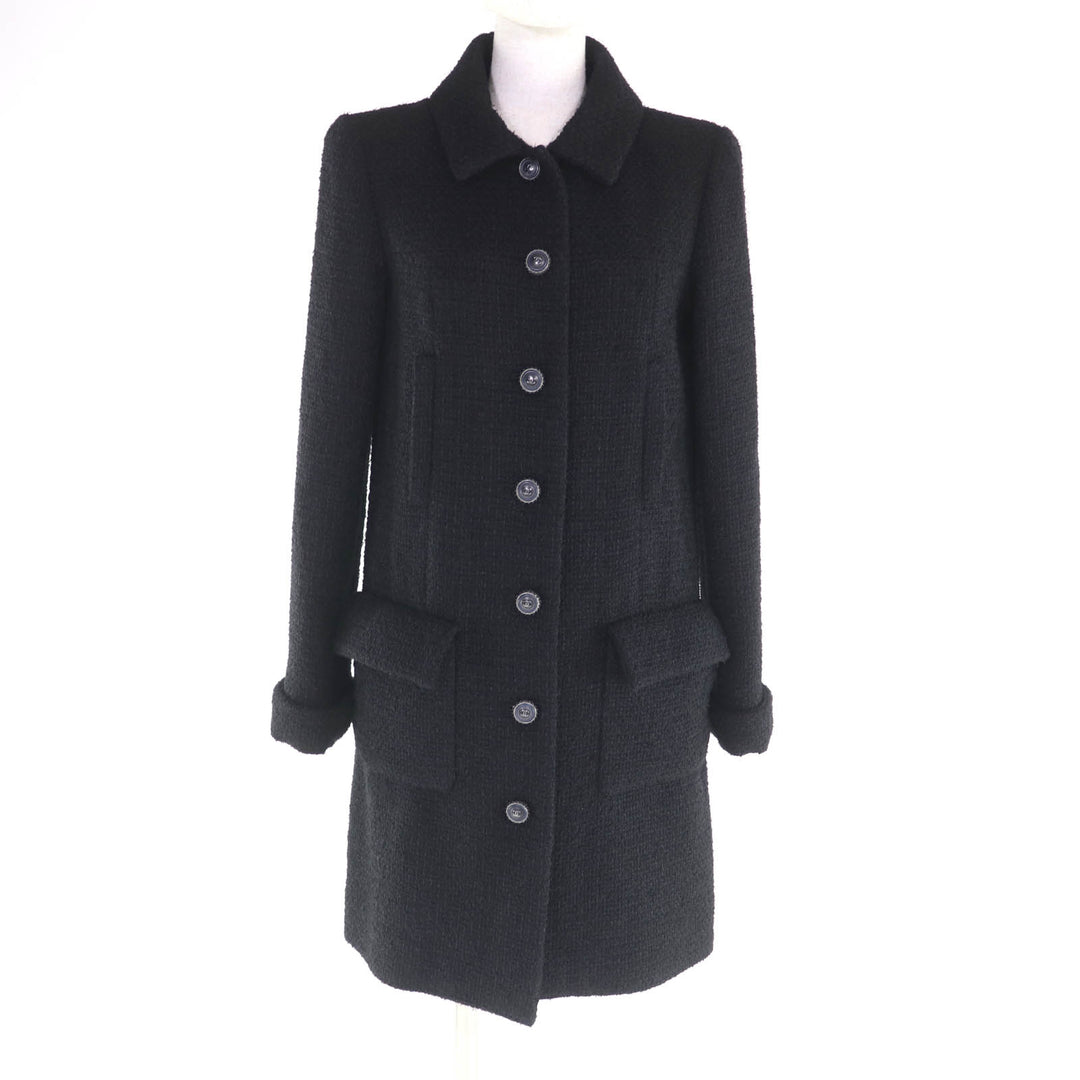 Excellent CHANEL coat black wool Women 36 P62079