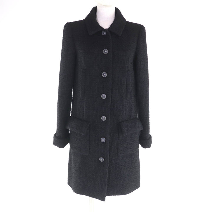 Excellent CHANEL coat black wool Women 36 P62079