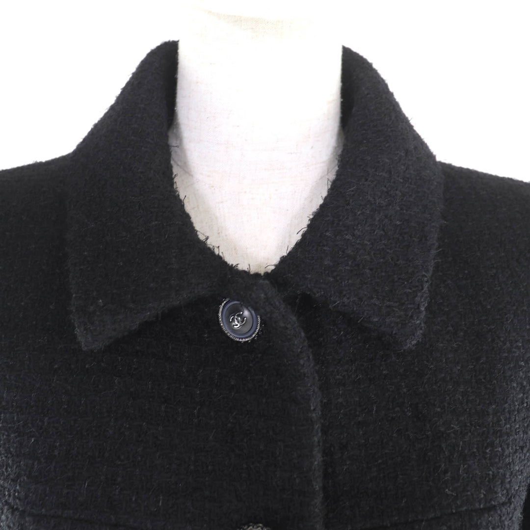 Excellent CHANEL coat black wool Women 36 P62079