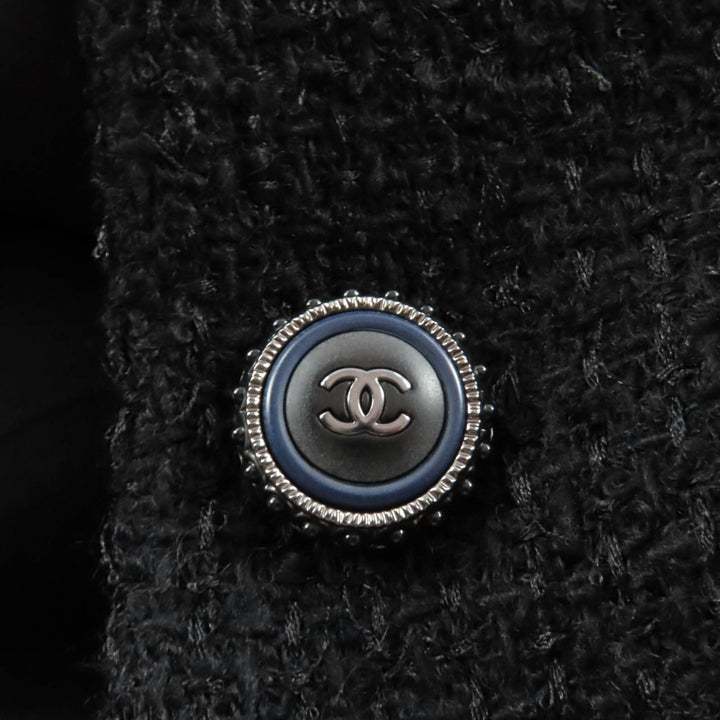 Excellent CHANEL coat black wool Women 36 P62079