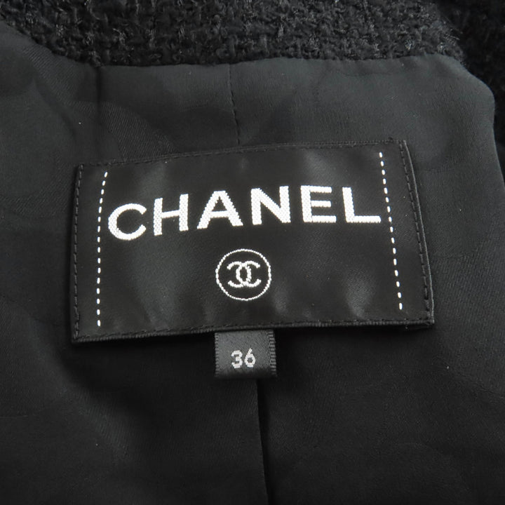 Excellent CHANEL coat black wool Women 36 P62079
