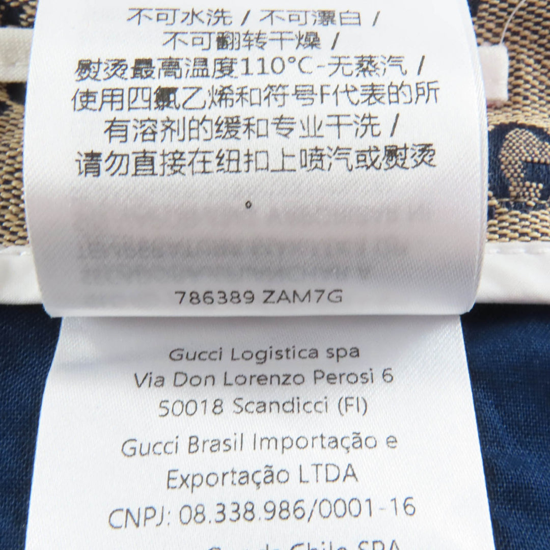 新品 GUCCI パンツ GGジャカード センタープレス ベージュ ネイビー リネン レディース 36 786389