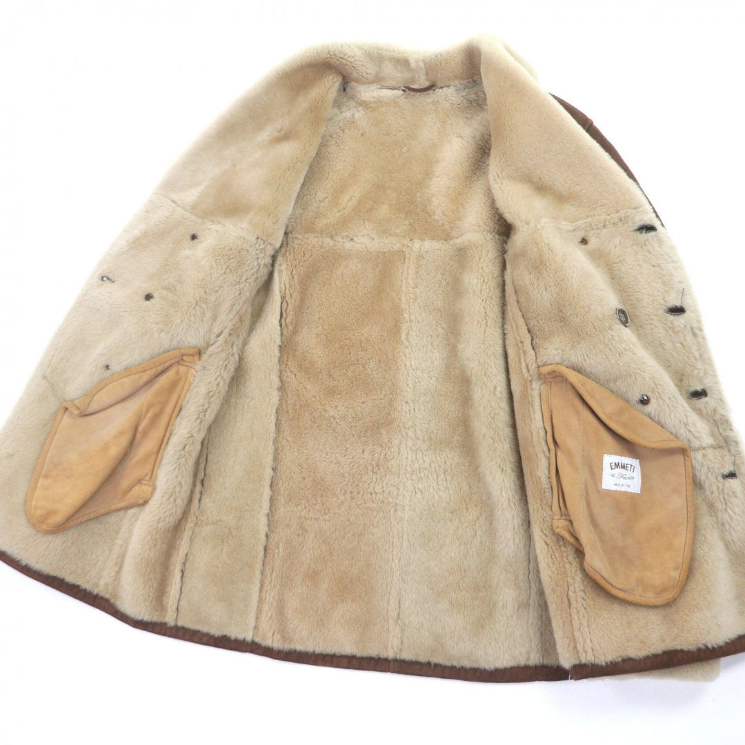 Very Good EMMETI Mouton coat Double breasted Brown Mouton mens 46