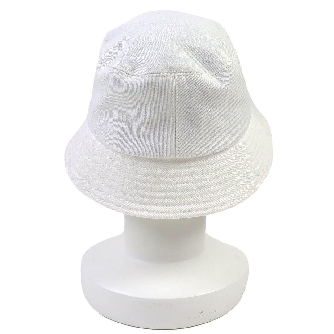 Pristine CHANEL hat Logo Rhinestone Bucket Hat white cotton Women L 22P