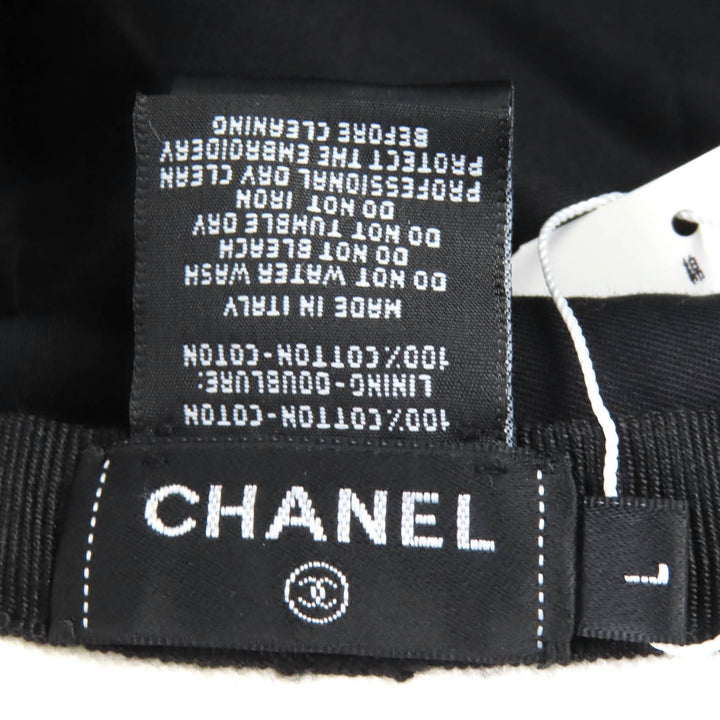 Pristine CHANEL hat Logo Rhinestone Bucket Hat white cotton Women L 22P