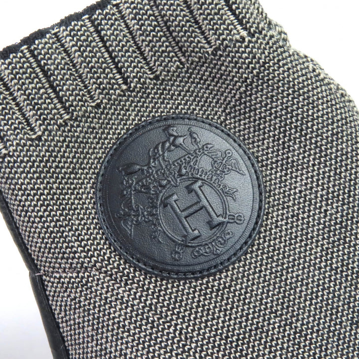 Pristine HERMES short boots Volver Knit technical fabric with leather 35.5