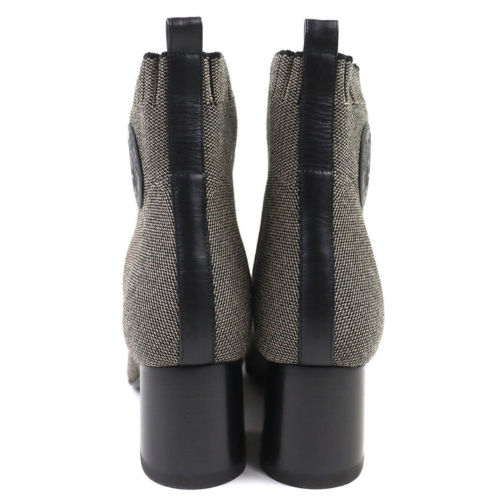 Pristine HERMES short boots Volver Knit technical fabric with leather 35.5