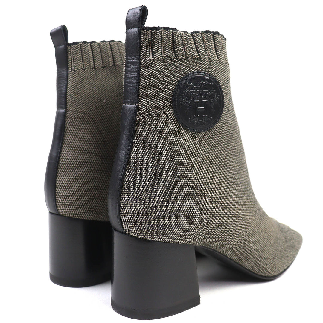 Pristine HERMES short boots Volver Knit technical fabric with leather 35.5