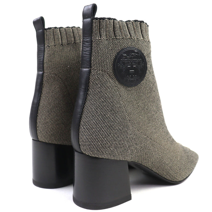 Pristine HERMES short boots Volver Knit technical fabric with leather 35.5