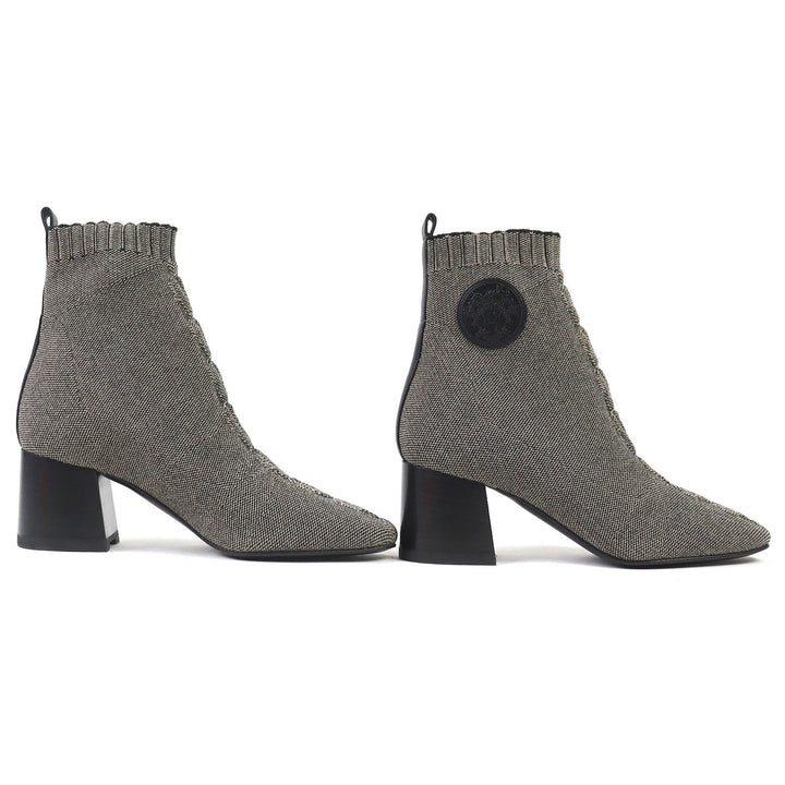 Pristine HERMES short boots Volver Knit technical fabric with leather 35.5