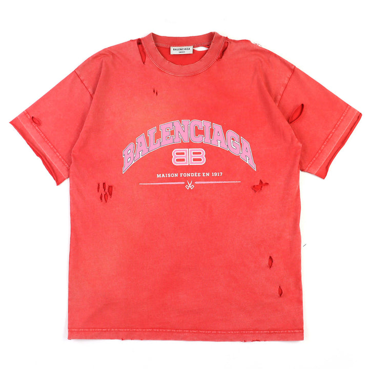 素晴らしい BALENCIAGA 半袖Tシャツ デストロイド ディストレスト クルーネック S 612965