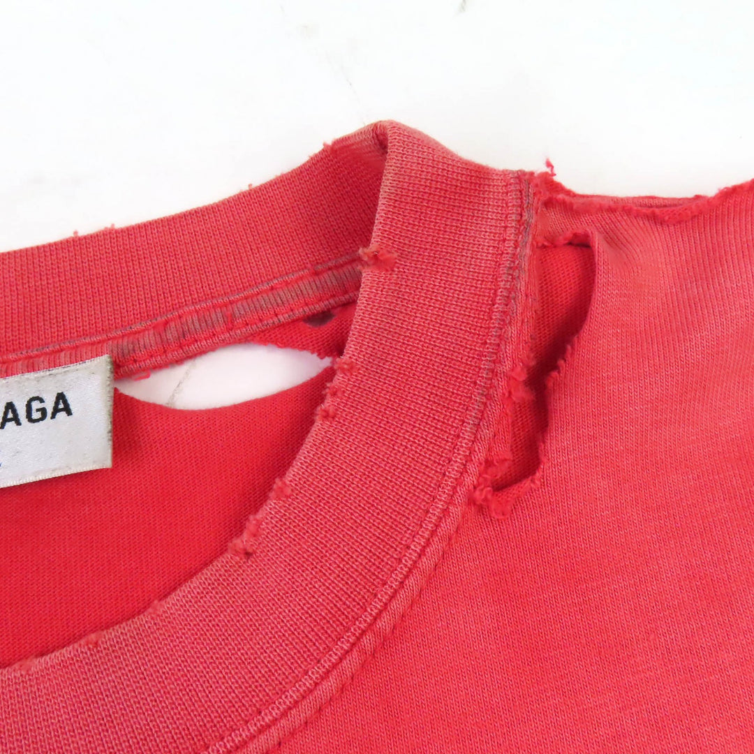 素晴らしい BALENCIAGA 半袖Tシャツ デストロイド ディストレスト クルーネック S 612965