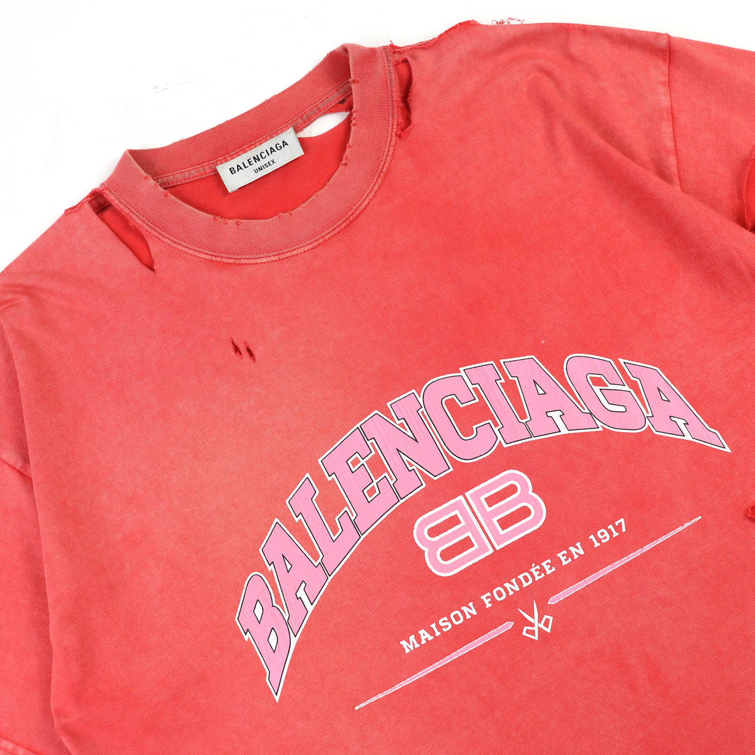 Great BALENCIAGA Short sleeve T-shirt Destroyed Distressed Crew Neck S 612965