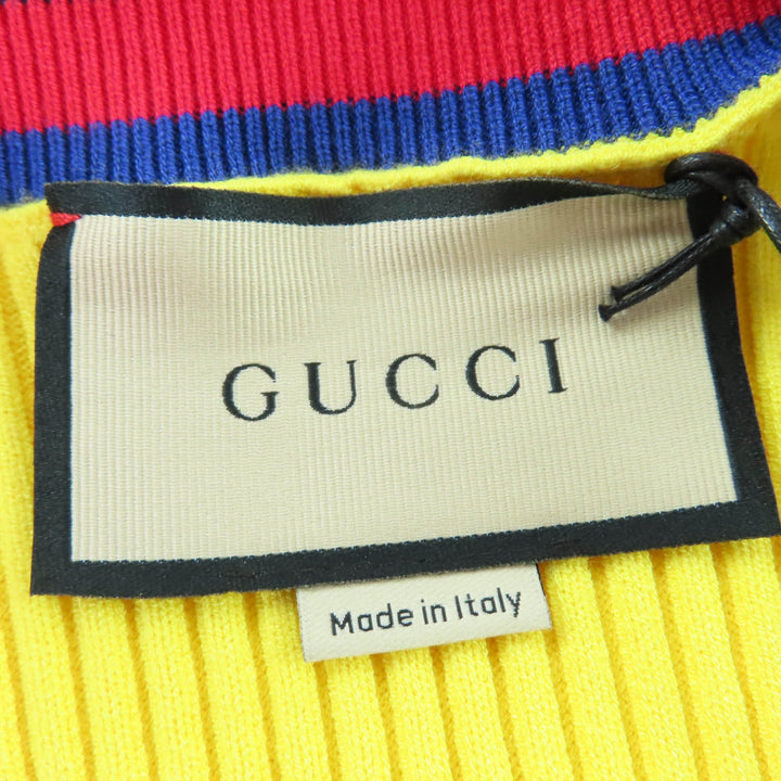 Pristine GUCCI Short sleeve knit Web line cropped length yellow Women S 756271