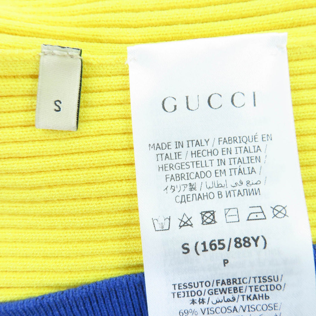 Pristine GUCCI Short sleeve knit Web line cropped length yellow Women S 756271