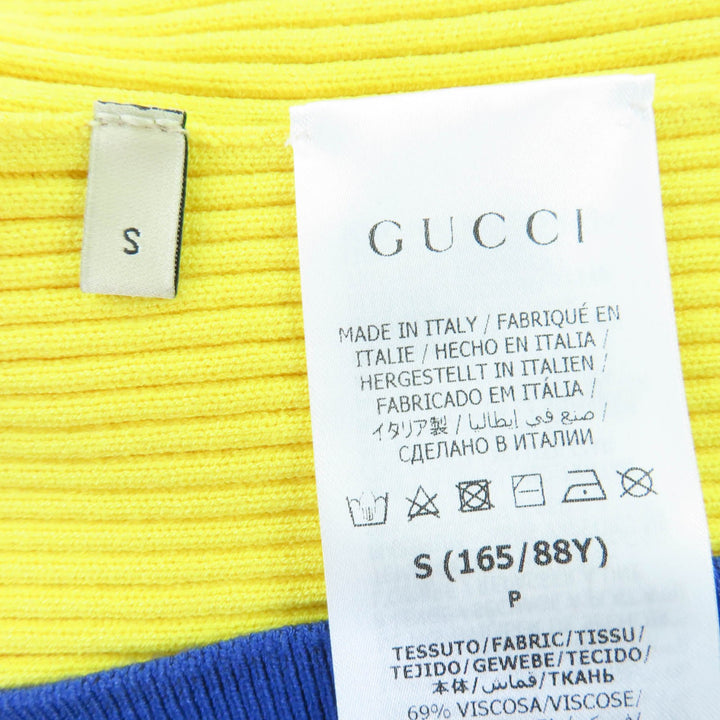 Pristine GUCCI Short sleeve knit Web line cropped length yellow Women S 756271