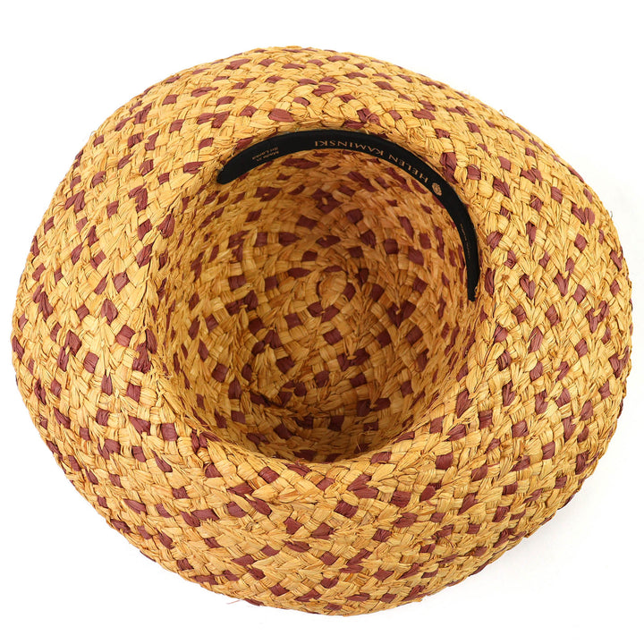 Great HELEN KAMINSKI hat Logo Metal Ribbon Straw Hat Beige Raffia Women