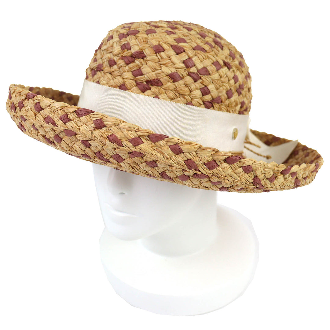 Great HELEN KAMINSKI hat Logo Metal Ribbon Straw Hat Beige Raffia Women