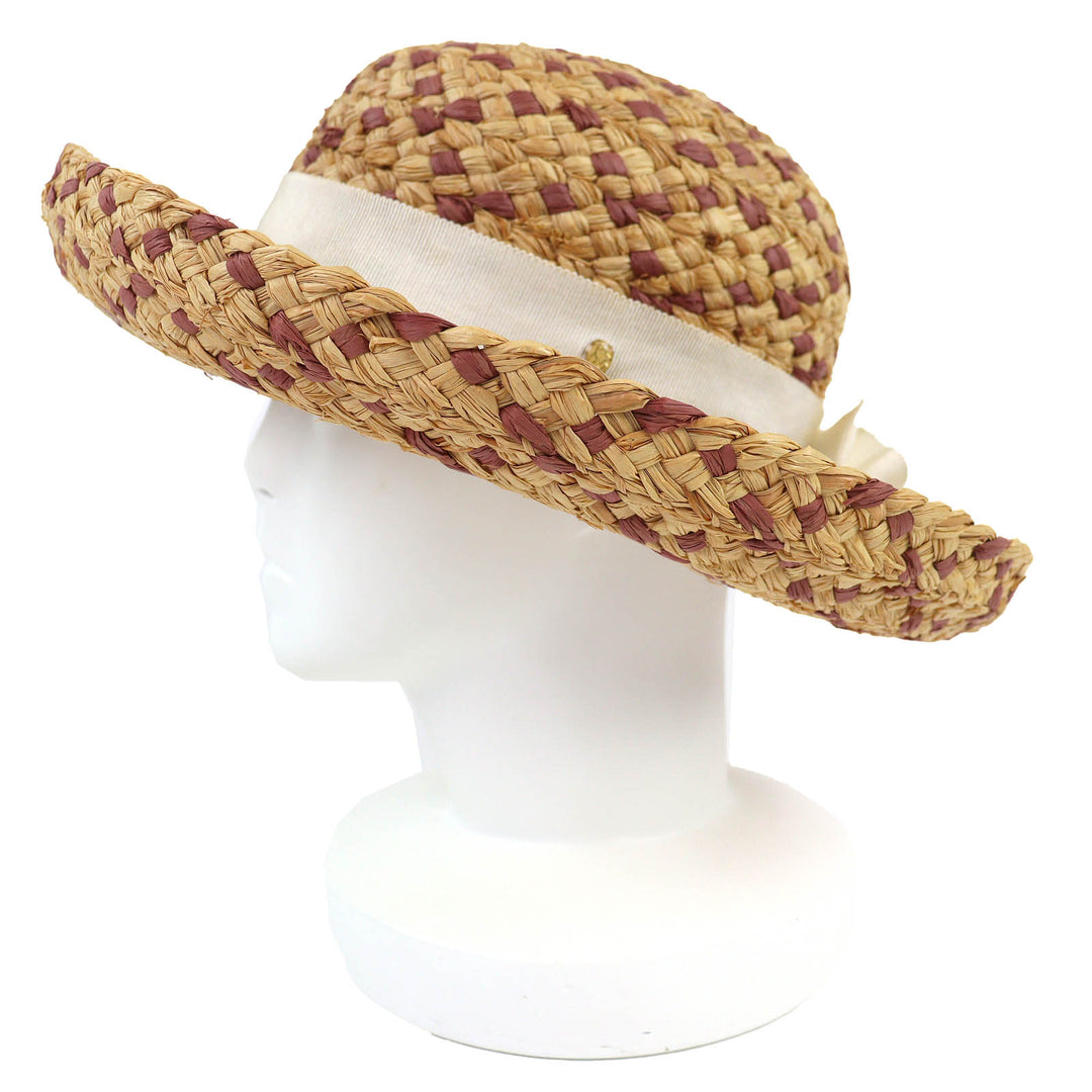 Great HELEN KAMINSKI hat Logo Metal Ribbon Straw Hat Beige Raffia Women