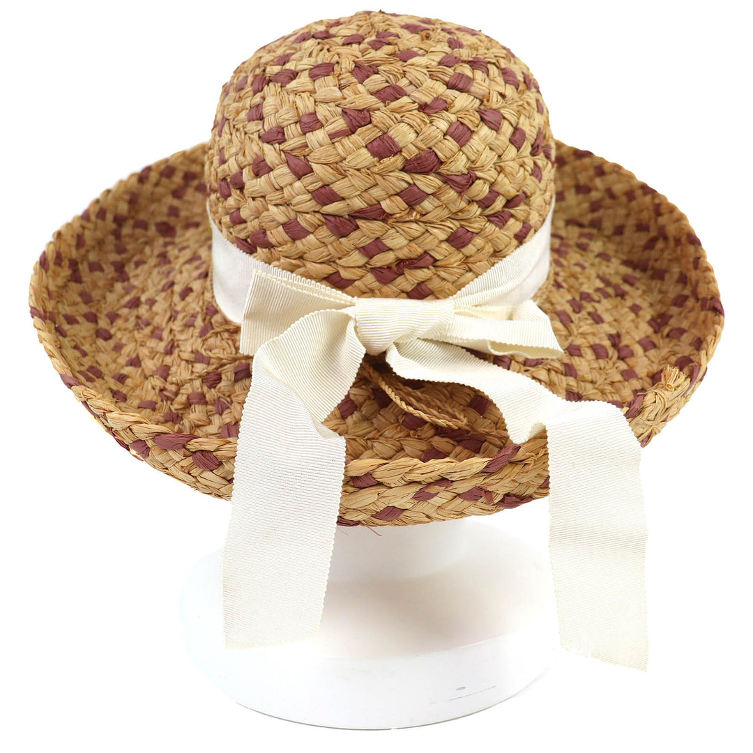 Great HELEN KAMINSKI hat Logo Metal Ribbon Straw Hat Beige Raffia Women