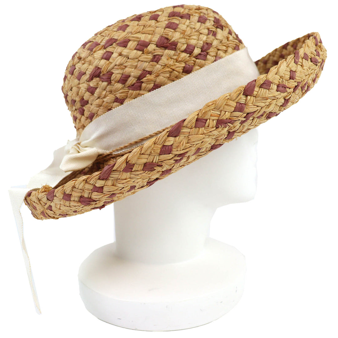 Great HELEN KAMINSKI hat Logo Metal Ribbon Straw Hat Beige Raffia Women