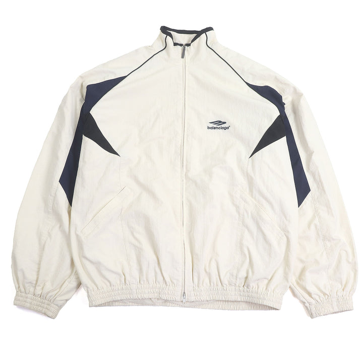 Excellent BALENCIAGA Blouson Sports Icon Track Jacket Ivory Nylon mens S 746483