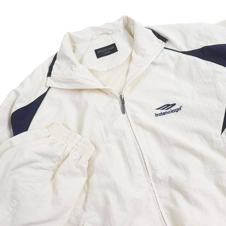 Excellent BALENCIAGA Blouson Sports Icon Track Jacket Ivory Nylon mens S 746483
