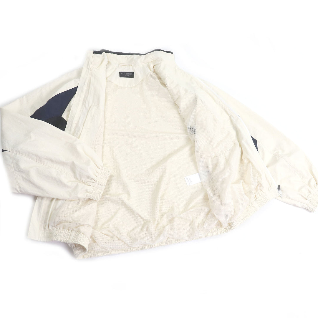 Excellent BALENCIAGA Blouson Sports Icon Track Jacket Ivory Nylon mens S 746483