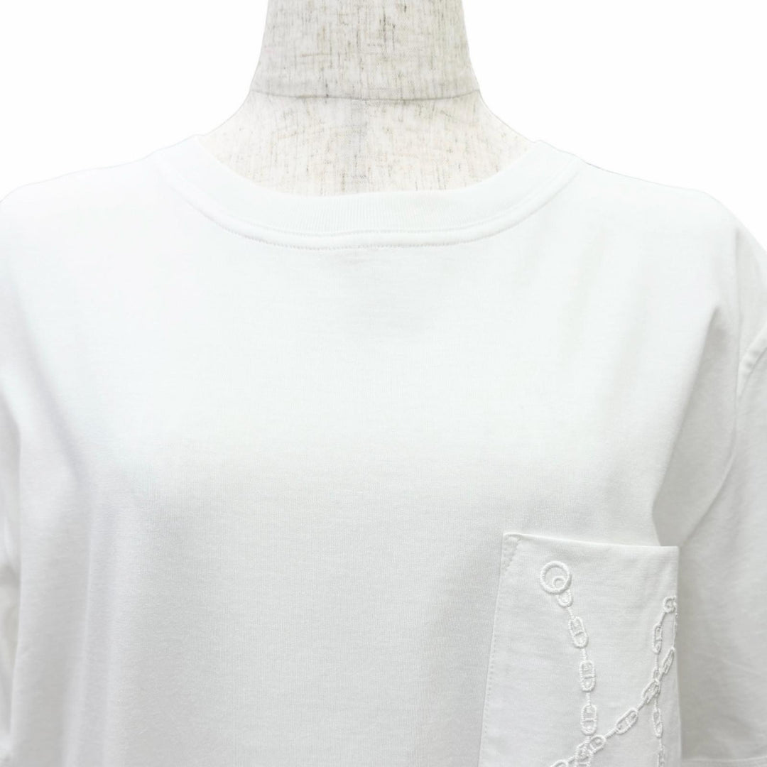 Great HERMES one piece Chaine d'Ancre embroidered short-sleeve shirt 38