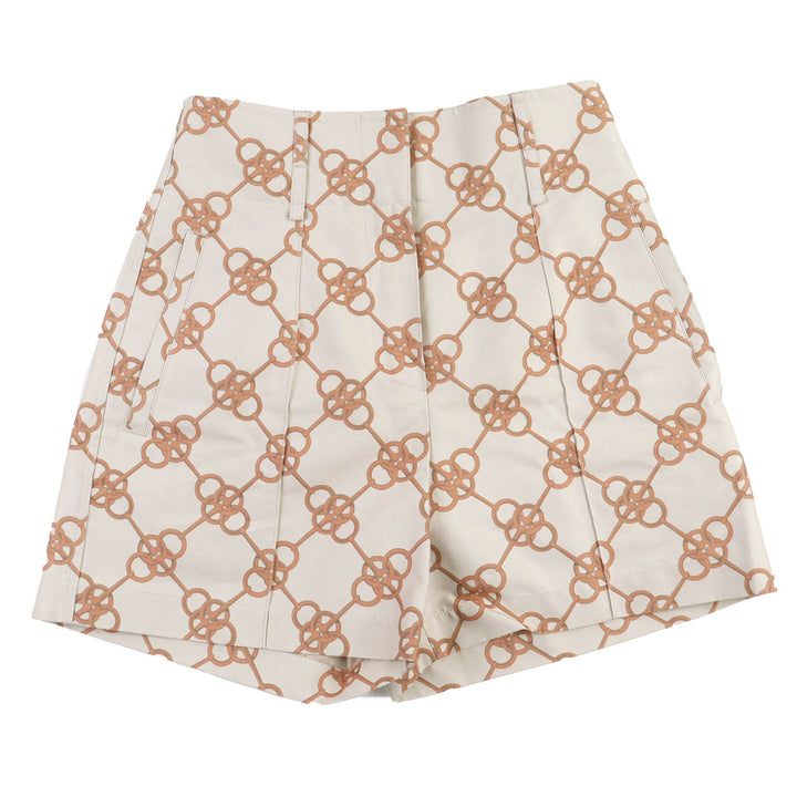 HERMES ショートパンツ 総柄デザイン ベージュブラウン コットン 34 2E0456DX