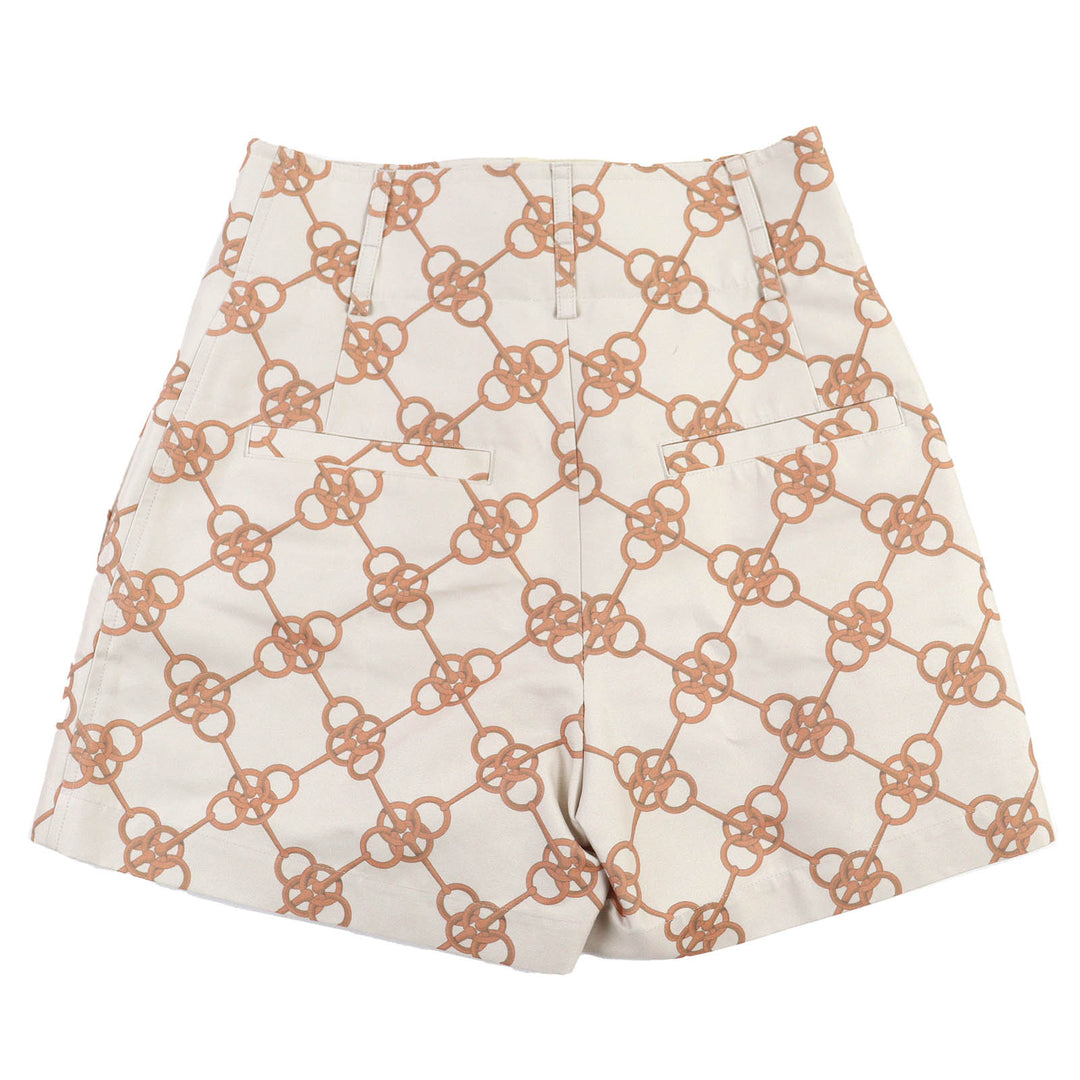 HERMES ショートパンツ 総柄デザイン ベージュブラウン コットン 34 2E0456DX