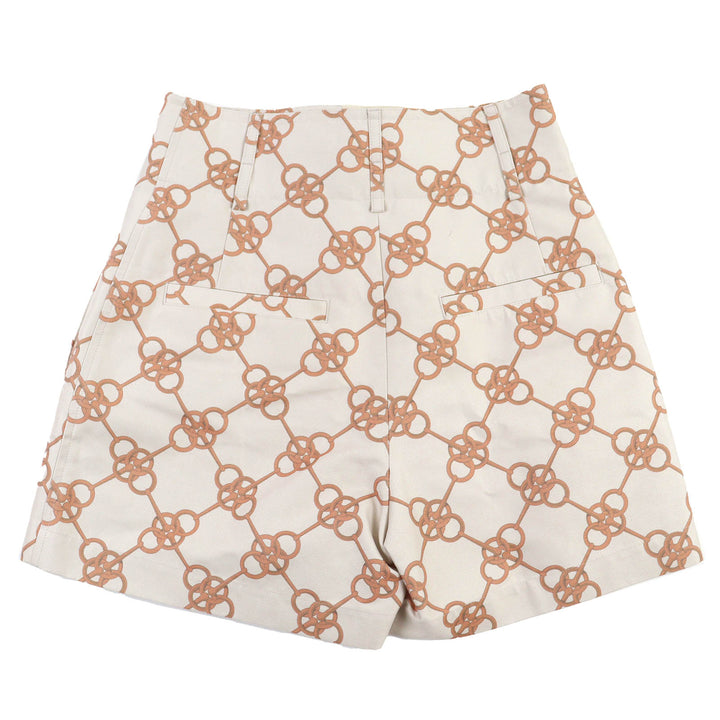 HERMES ショートパンツ 総柄デザイン ベージュブラウン コットン 34 2E0456DX