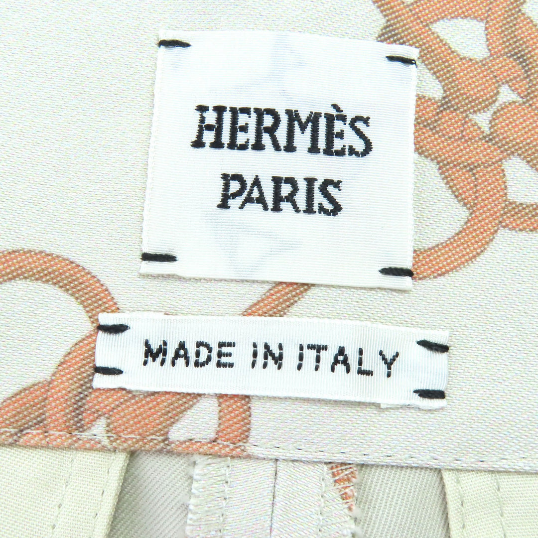 HERMES ショートパンツ 総柄デザイン ベージュブラウン コットン 34 2E0456DX