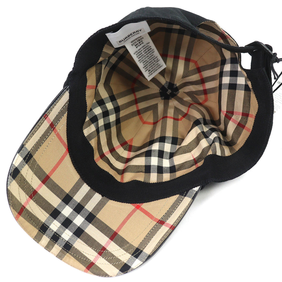Great BURBERRY Nova Check Pattern Lining TB Logo Baseball Cap black XL 8068040