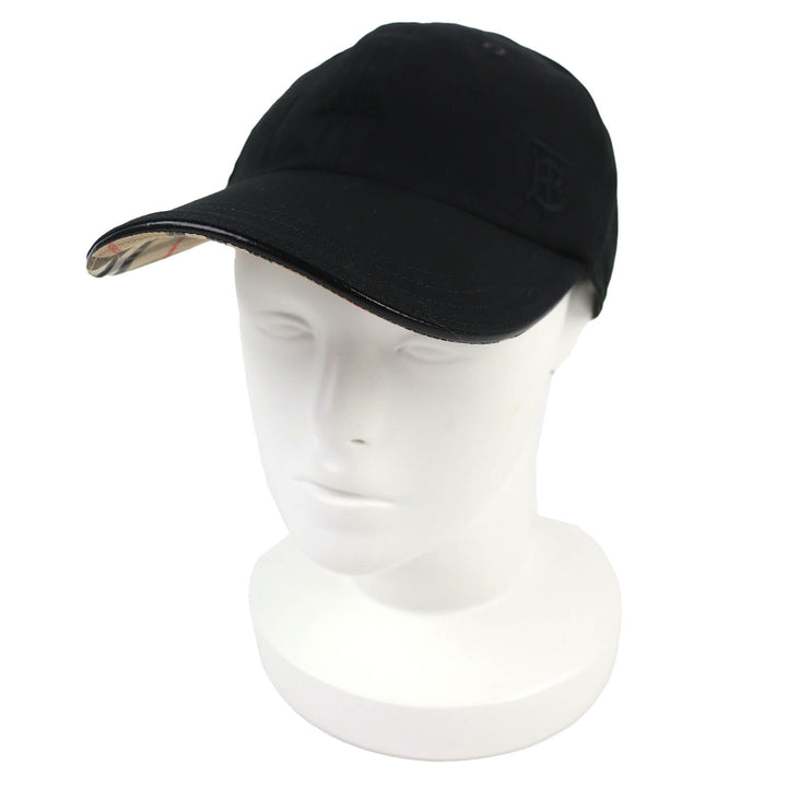Great BURBERRY Nova Check Pattern Lining TB Logo Baseball Cap black XL 8068040