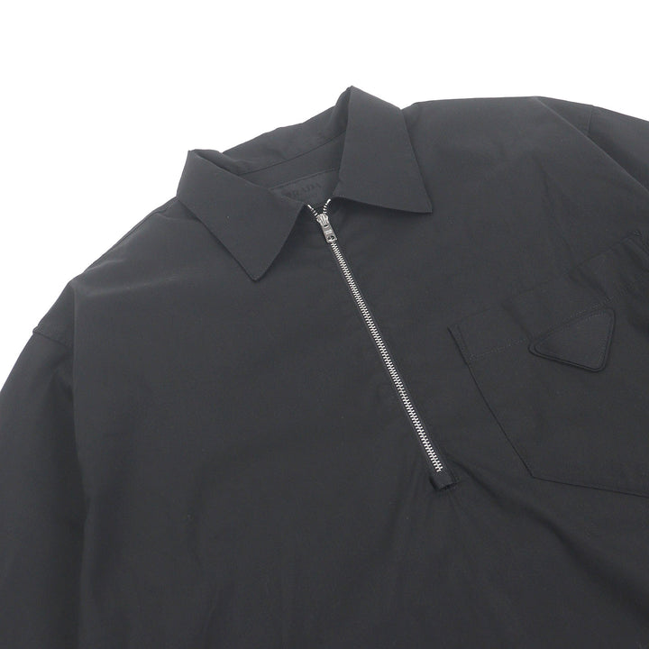 Excellent PRADA Short sleeve shirt Half-zip triangle motif cotton blend M SC763