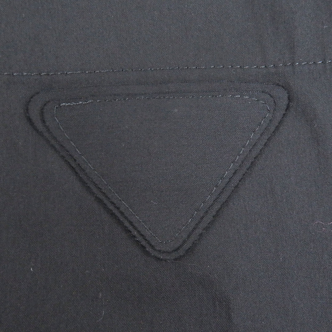 Excellent PRADA Short sleeve shirt Half-zip triangle motif cotton blend M SC763