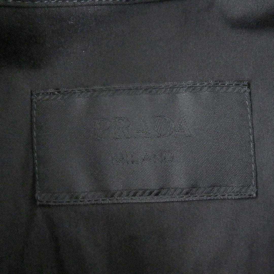 Excellent PRADA Short sleeve shirt Half-zip triangle motif cotton blend M SC763