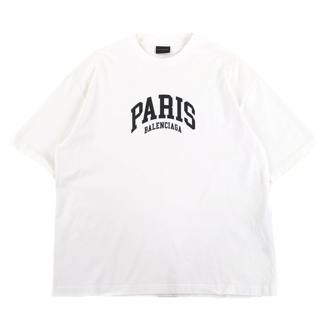 BALENCIAGA 半袖Tシャツ CITIES PARIS ロゴ クルーネック ホワイト M 612966