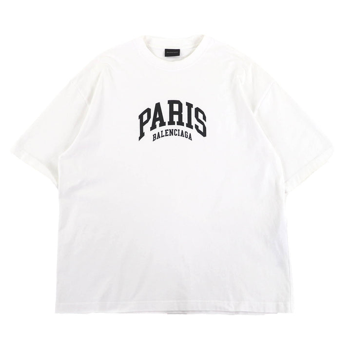 BALENCIAGA 半袖Tシャツ CITIES PARIS ロゴ クルーネック ホワイト M 612966