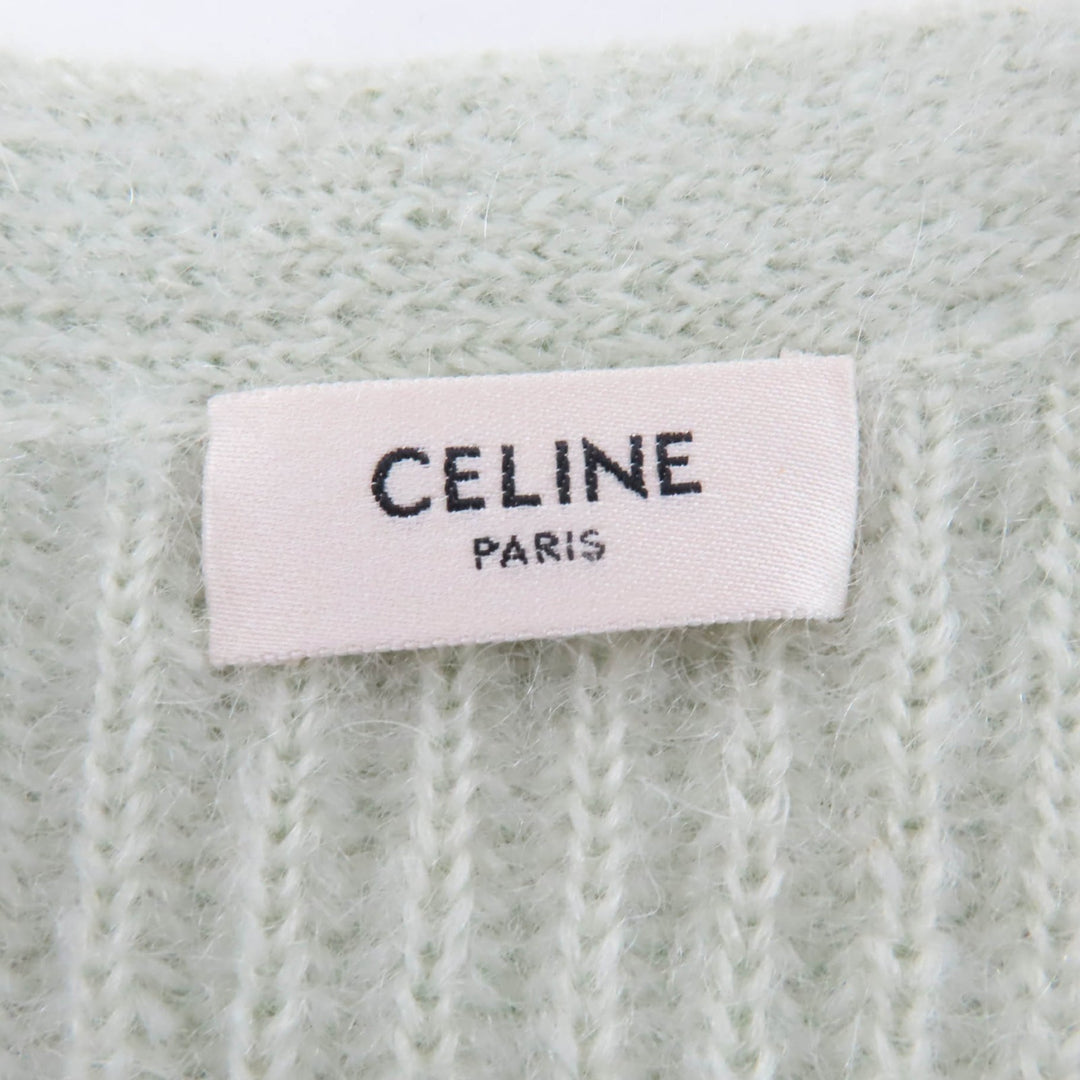 CELINE カーディガン 半袖 ニット グリーン モヘア レディース XS 2A60X377N 美品