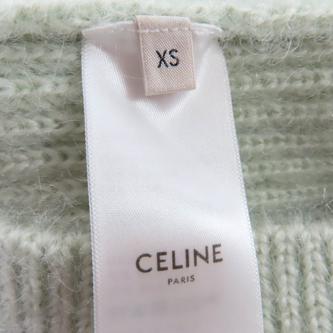 CELINE カーディガン 半袖 ニット グリーン モヘア レディース XS 2A60X377N 美品