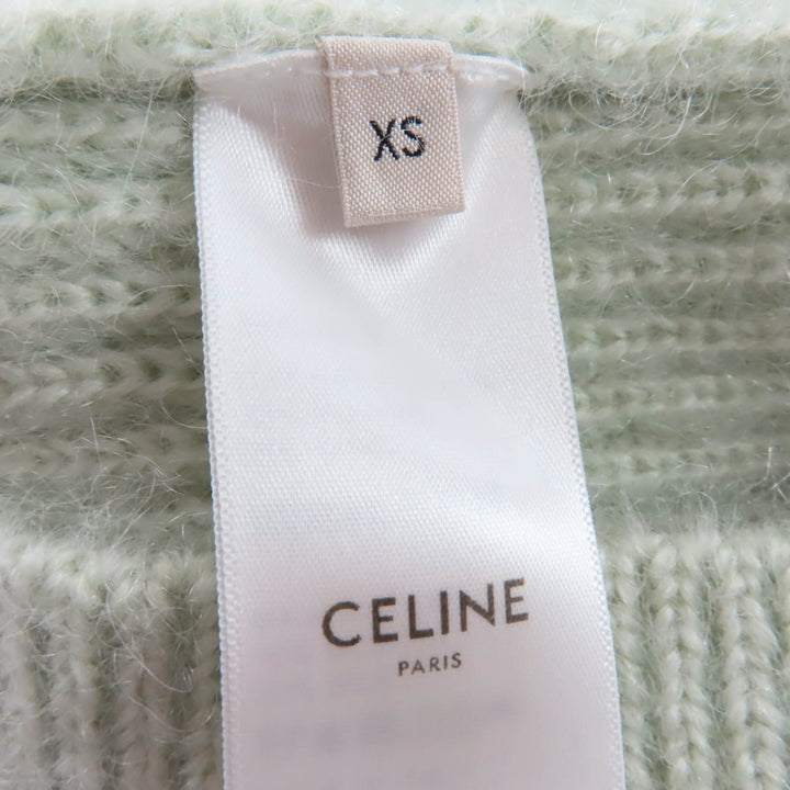 CELINE カーディガン 半袖 ニット グリーン モヘア レディース XS 2A60X377N 美品