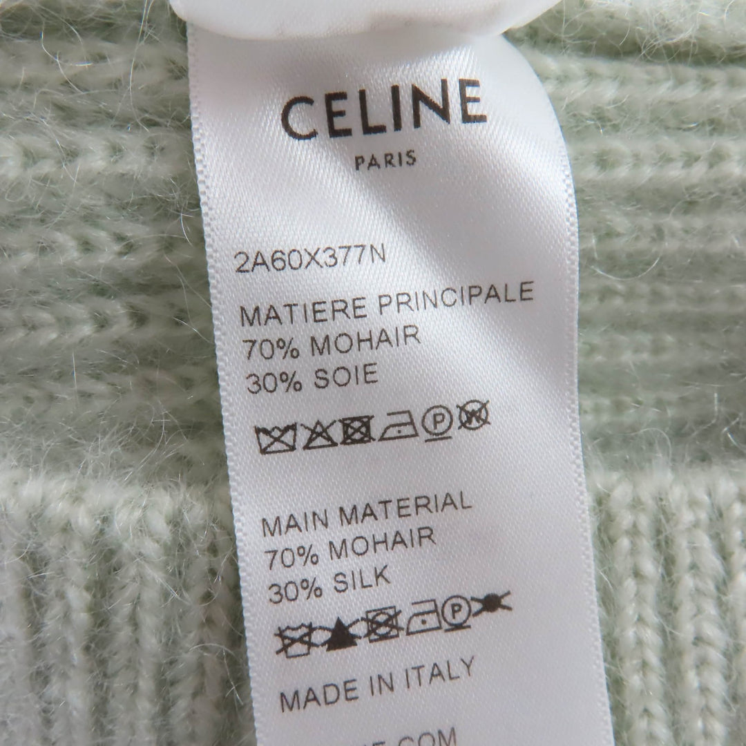 CELINE カーディガン 半袖 ニット グリーン モヘア レディース XS 2A60X377N 美品