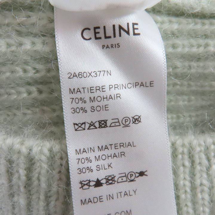 CELINE カーディガン 半袖 ニット グリーン モヘア レディース XS 2A60X377N 美品