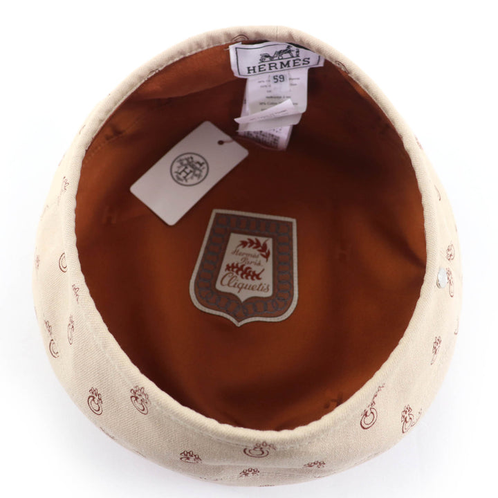 新品 HERMES ベレー帽 サントノレ セリエ メタルハット ベージュ コットン レディース