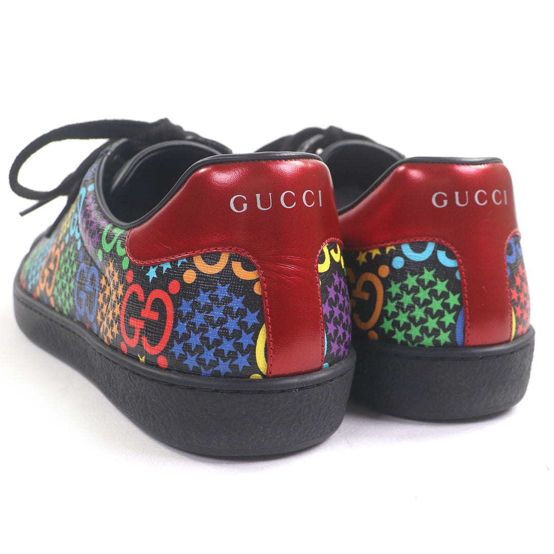 素晴らしい GUCCI スニーカー GG ロゴ スター オールオーバープリント ローカット ブラック マルチカラー