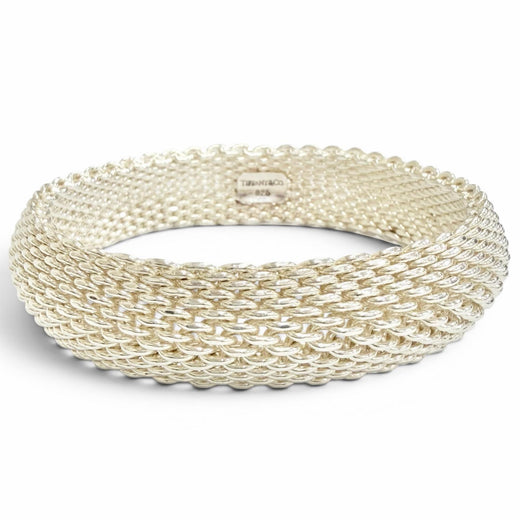 Excellent TIFFANY&Co. Bangle Somerset Mesh Bangle Bracelet Silver 925 Women