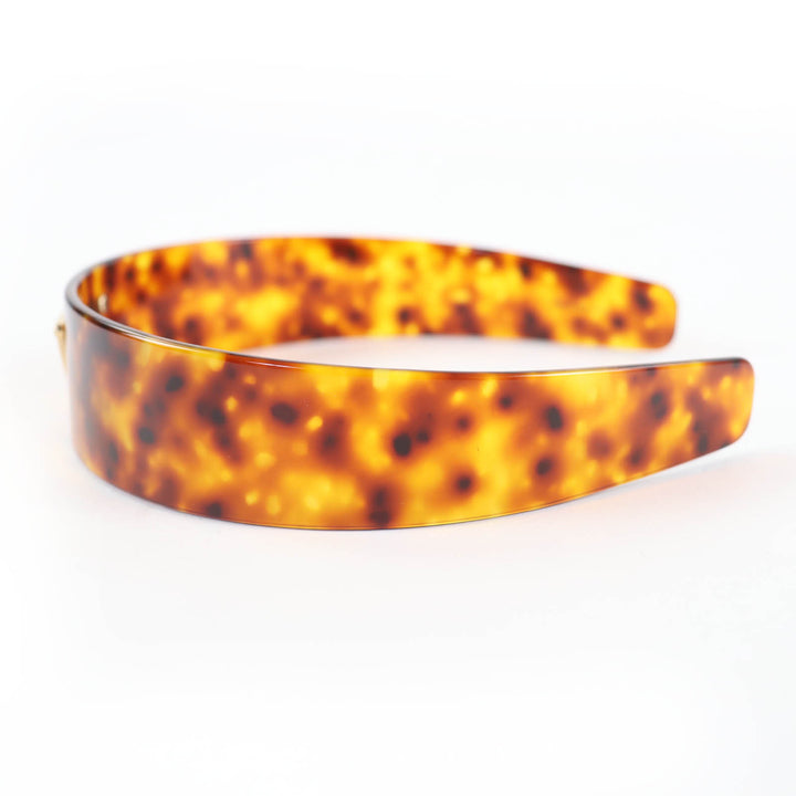 Great PRADA Current Triangle Logo Tortoiseshell Pattern Plex Headband 1IH082