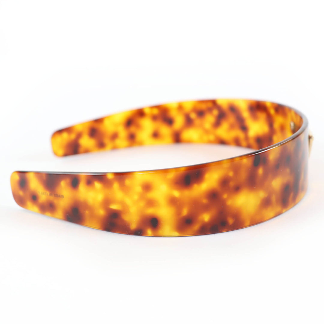 Great PRADA Current Triangle Logo Tortoiseshell Pattern Plex Headband 1IH082